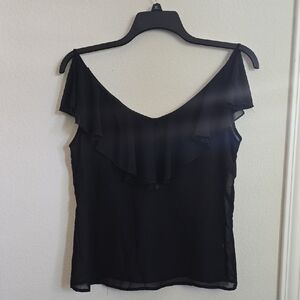 Zeagoo Black Ruffle Blouse